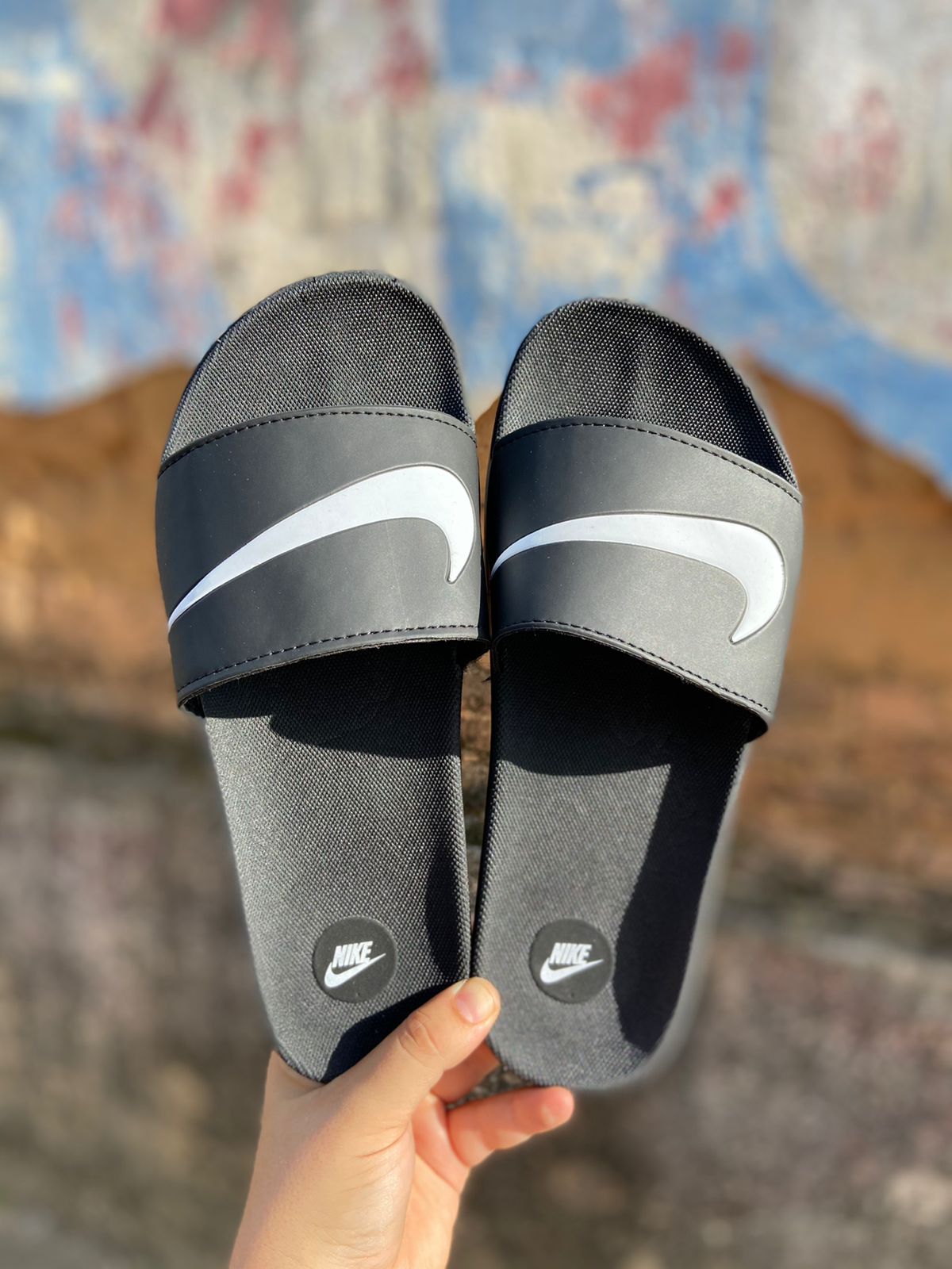 Chinelo nike shops preto com branco